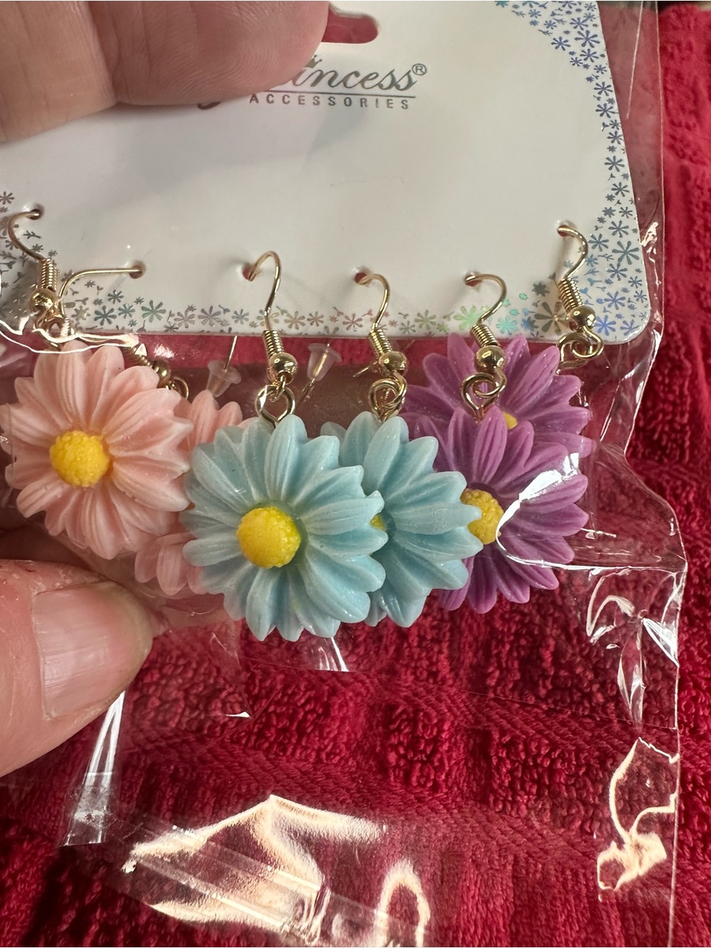 Daisy Brand Pastel Pink, Blue & Purple Floral Drop Earrings